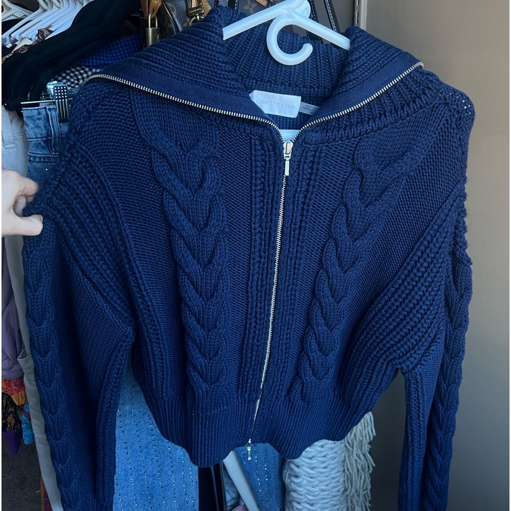 Christy Lynn ivy cardigan zip up sweater jacket size M